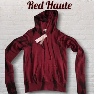 NWT Red Haute Hooded Ribbed Shirt Small